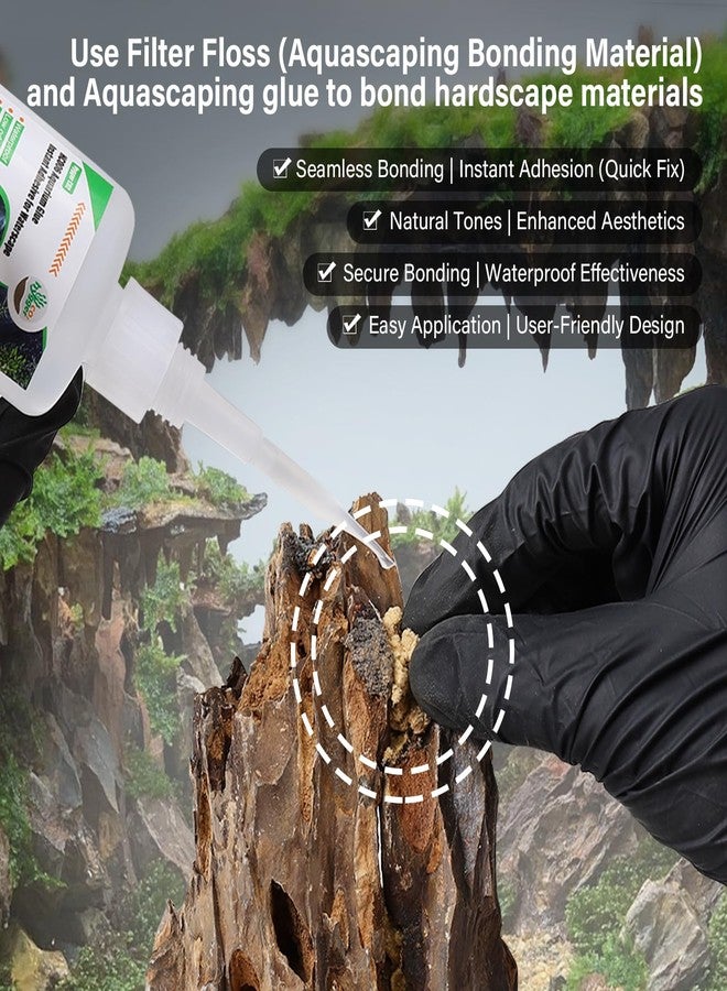 Hygger CO2 Cotton Wool for Aquascape - Gap Filler Cotton for Rocks & Wood | Aquarium Safe Bonding Material | Secure Adhesive Helper(Gray (Seiryu Stone Color)) - Image 3